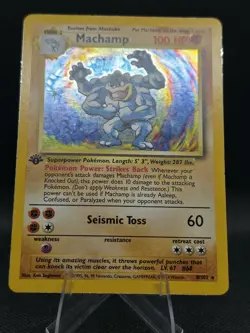 Pokemon Card 1995 Machamp Base Set 8/102 Hologram 1st Edition Holo Rare - Image 2