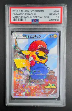 Mario Pikachu Promo PSA 10 Pokemon Card - Image 1