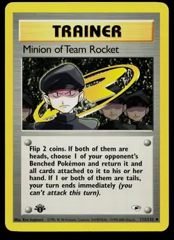 Pokemon Card - Minion of Team Rocket Gym Heroes 113/132 Uncommon 1st Edition - Image 1