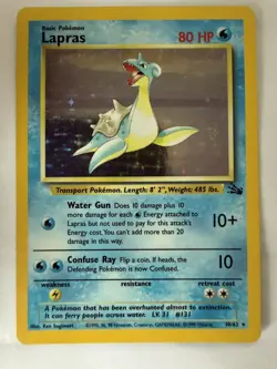 Lapras 10/62 Fossil Set Holo Rare Pokemon WOTC Played - Image 1