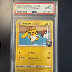 Pikachu On The Ball 001 Futsal Pokemon PSA 10 - Image 1