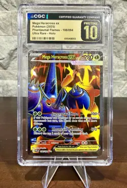 2025 POKEMON PFL EN MEGA HERACROSS ex ULTRA RARE 108/94 CGC PRISTINE 10 - Image 1