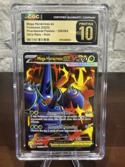 2025 POKEMON PFL EN MEGA HERACROSS ex ULTRA RARE 108/94 CGC PRISTINE 10 - Image 2