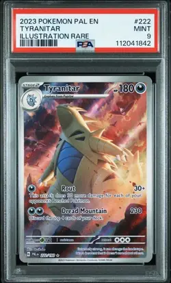 POKEMON PAL EN-PALDEA EVOLVED #222 TYRANITAR ILLUSTRATION RARE #112041842 PSA9 - Image 1