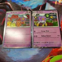 Drifloon 005 & Drifblim 006 BLACK STAR PROMO COSMOS HOLO MEGA EVOLUTION Pokemon - Image 1