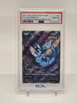 2021 POKEMON SWSH BLACK STAR PROMO SWSH181 FULL ART VAPOREON V PSA 10 - Image 1