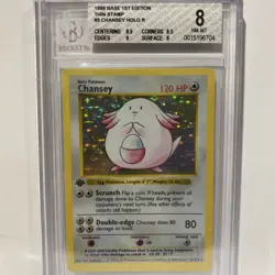 Chansey Base Set 1st Ed Holo 3/102 Shadowless 1999 Vintage Pokemon Becket BGS 8 - Image 1