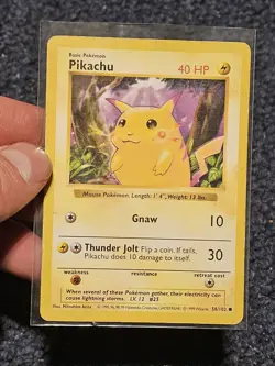PIKACHU 1999 POKEMON BASE SET COMMON RED CHEEKS SHADOWLESS 58/102 Q1271 - Image 1