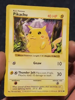 PIKACHU 1999 POKEMON BASE SET COMMON RED CHEEKS SHADOWLESS 58/102 Q1271 - Image 5