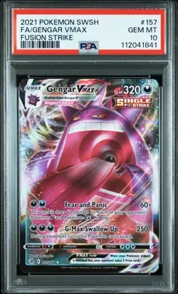 2021 POKEMON SWORD & SHIELD FUSION STRIKE #157 FA/GENGAR VMAX #112041841 PSA10 - Image 1