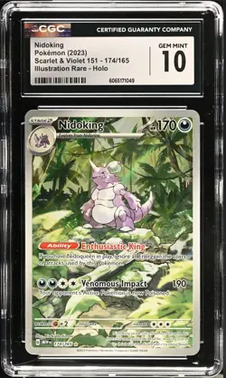 CGC 10 GEM MINT Nidoking 174/165 Scarlet Violet 151 Illustration ENGLISH Pokemon - Image 1