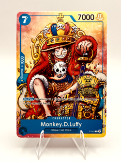 One Piece Monkey.D.Luffy P-043 (2nd Anni Stamped Promo) Blue English - Image 2