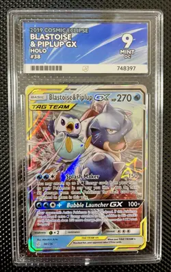 Pokemon TCG Blastoise Piplup GX Cosmic Eclipse Card 38/236 - Ace 9 (off Center) - Image 1