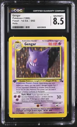 CGC 8.5 Gengar 1999 Fossil 1st Edition 5/62 Holo Pokemon Card - Image 1