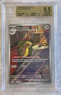 Gumshoos 153/132 Me01: Mega Evolution Holo Graded BGS 9.5 Pokemon - Image 1