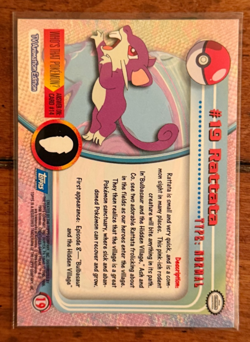 1999 Topps Pokemon Rattata #19 TV Animation Edition 1st Print Blue Logo Non Holo - Image 2