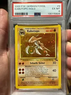 PSA 6 EX-MT Kabutops HOLO GERMAN Pokemon Fossil WOTC 2000 SWIRL! Pop 2! - Image 1