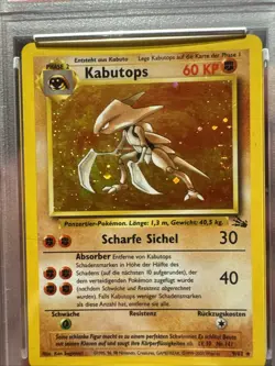 PSA 6 EX-MT Kabutops HOLO GERMAN Pokemon Fossil WOTC 2000 SWIRL! Pop 2! - Image 2