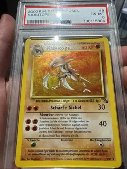 PSA 6 EX-MT Kabutops HOLO GERMAN Pokemon Fossil WOTC 2000 SWIRL! Pop 2! - Image 4