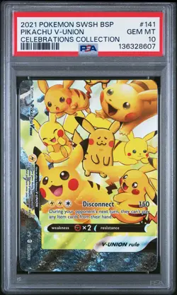 2021 POKEMON SWSH PROMO CELEBRATIONS COLLECTION #141 PIKACHU V-UNION PSA 10 - Image 1
