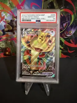 2020 POKEMON SWSH BLACK STAR PROMO #005 FULL ART/MEOWTH VMAX PSA 10 - Image 1