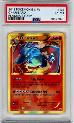 2013 Pokemon B & W Plasma Storm Charizard #136 PSA EX-MT 6 - Image 1
