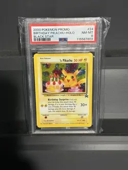 2000 POKEMON PROMO BLACK STAR #24 BIRTHDAY PIKACHU HOLO PSA 8 - Image 1