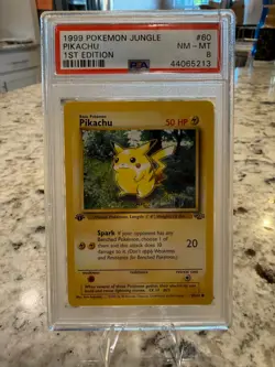 1999 Pokemon 1ST Edition JUNGLE PIKACHU PSA 8 NM-MT 60/64 - Image 1