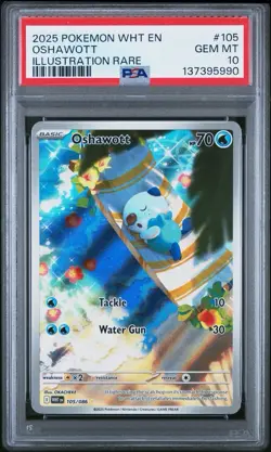 2025 POKEMON WHT EN-WHITE FLARE ILLUSTRATION RARE #105 OSHAWOTT PSA 10 - Image 1