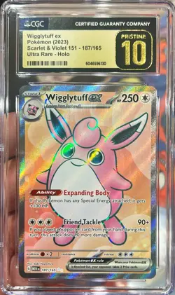 2023 Pokemon Scarlet & Violet 151 Wigglytuff Ex Full Art 187/165 CGC 10 Pristine - Image 1
