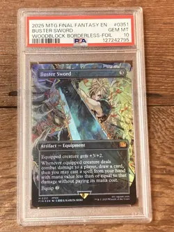 Buster Sword (WoodBlock Borderless-Foil) - FINAL FANTASY (FIN) MTG PSA 10 - Image 1