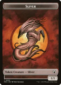 Sliver Token (1/1) MTG Token Magic Commander: March of the Machine NM X4 Playset - Image 1