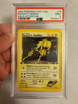 2000 Pokemon - 1st Edition Rocket’s Zapdos Holo Rare Gym Challenge 15/132 PSA 9 - Image 1