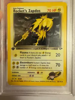 2000 Pokemon - 1st Edition Rocket’s Zapdos Holo Rare Gym Challenge 15/132 PSA 9 - Image 3