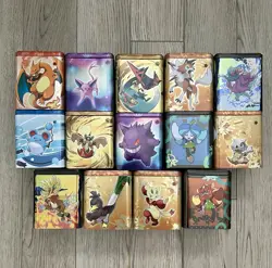 Pokemon TCG Stacking Storage Tins Empty No Cards Charizard Gengar Fire LOT OF 14 - Image 1