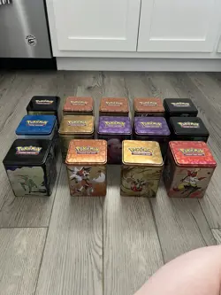 Pokemon TCG Stacking Storage Tins Empty No Cards Charizard Gengar Fire LOT OF 14 - Image 4