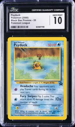 2000 POKEMON BLACK STAR PROMOS POKEMON LEAGUE #20 PSYDUCK CGC 10 GEM MINT - Image 1