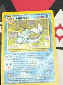 1999 Vaporeon Pokemon Card Holo Jungle Set 12/64 WOTC - Image 1