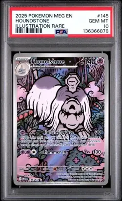 2025 POKEMON MEG EN-MEGA EVOLUTION ILLUSTRATION RARE #145 HOUNDSTONE PSA 10 - Image 1