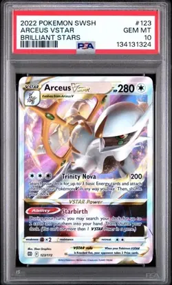 2022 Pokemon Arceus VSTAR 123/172 Swsh09: Brilliant Stars Holo PSA 10 Gem MT - Image 1