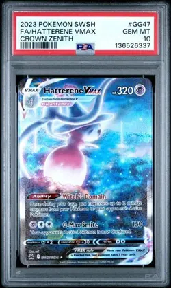 GRADED PSA 10 2023 Pokemon SWSH FA/Hatterene VMax Crown Zenith #GG47 - Image 1