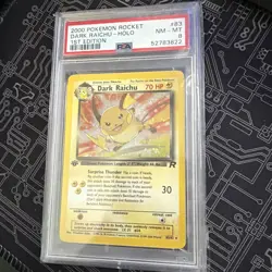 2000 Pokemon Dark Raichu Holo Team Rocket 1st Edition #83 PSA 8 - Image 2