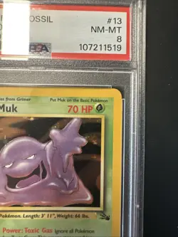 Muk-Holo 1999 Pokemon Fossil #13 1st Edition PSA 8 - Image 3