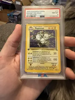 1999 Pokemon Fossil Magneton 1ST Edition PSA 8 #11 - Image 1