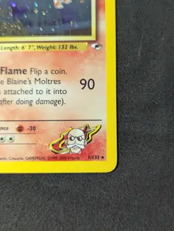 Pokemon TCG Blaine's Moltres Gym Heroes Holo Card 1/132 LP+ SWIRL - Image 4