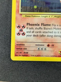 Pokemon TCG Blaine's Moltres Gym Heroes Holo Card 1/132 LP+ SWIRL - Image 5