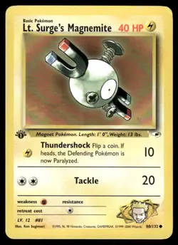 Pokemon Tcg Lt. Surge's Magnemite [1st Edition] #80 Pokemon Gym Heroes LP - Image 1