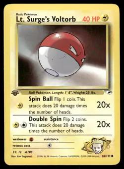 Pokemon Tcg Lt. Surge's Voltorb [1st Edition] #84 Pokemon Gym Heroes NM - Image 1