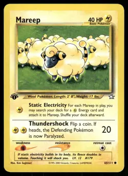 Pokemon Tcg Neo Genesis WOTC NM Regular Mareep [1st Edition] #65 - Image 1