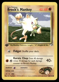Pokemon Tcg WOTC NM Brock's Mankey [1st Edition] #68 Gym Heroes - Image 1